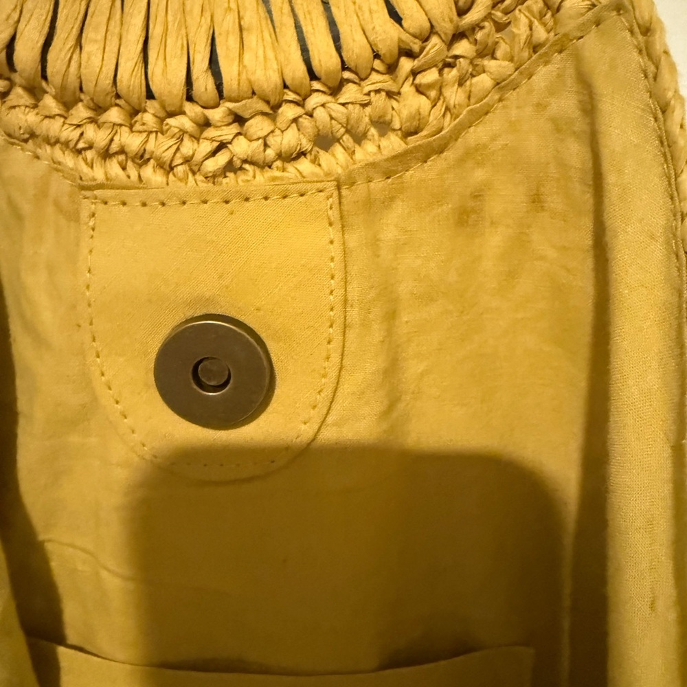 Anthropologie Rosalita Rafia Yellow Fringe Tote Bag - Picture 9 of 16